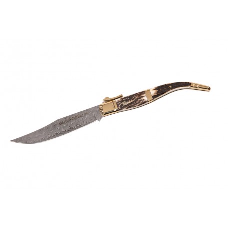 Navaja de colección con cachas de asta ciervo y latón CURRO-A.DAM